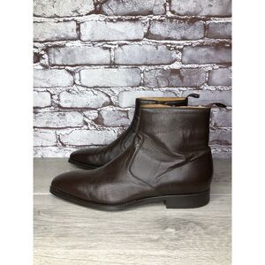 Magnanni Neiman Brown Leather Ankle Side Zip Ankle Boots Men Sz 8M US/41EU